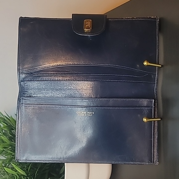 VINTAGE CELINE NAVY CANVAS/ LEATHER WALLET - Picture 5 of 8